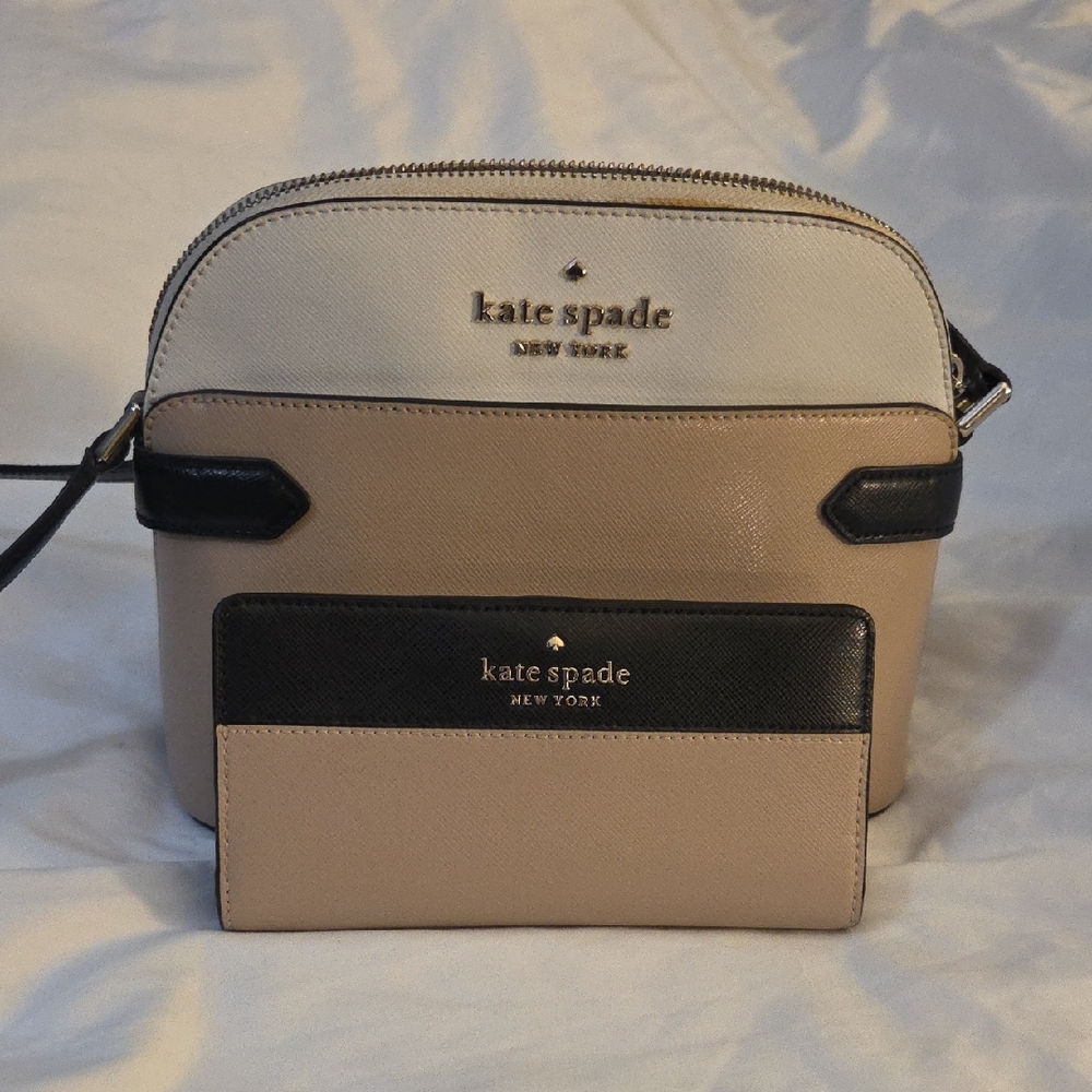 Kate Spade Tan and Black Crossbody Bag with Wallet